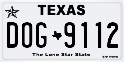 TX license plate DOG9112