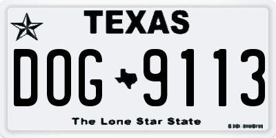 TX license plate DOG9113