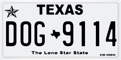 TX license plate DOG9114