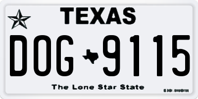 TX license plate DOG9115