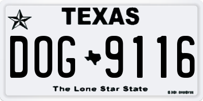 TX license plate DOG9116