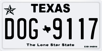 TX license plate DOG9117