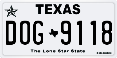 TX license plate DOG9118