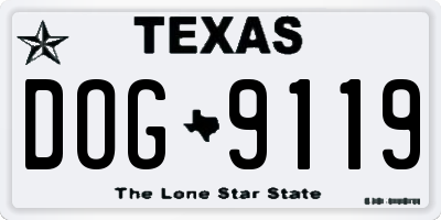 TX license plate DOG9119