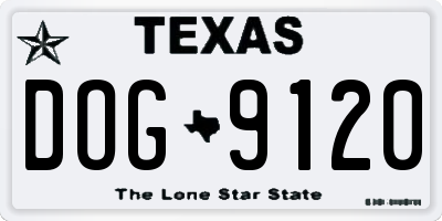 TX license plate DOG9120