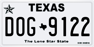 TX license plate DOG9122