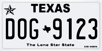 TX license plate DOG9123