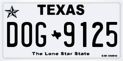 TX license plate DOG9125