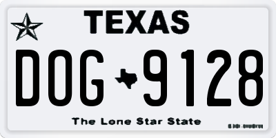 TX license plate DOG9128