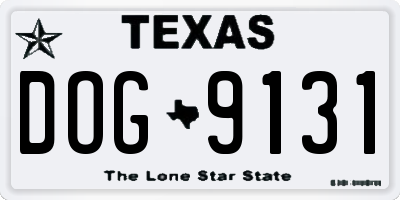 TX license plate DOG9131