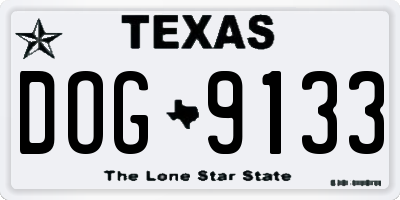 TX license plate DOG9133