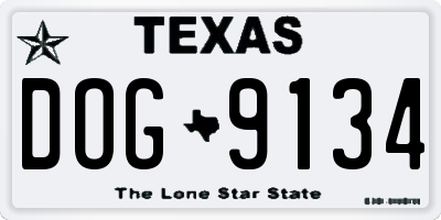 TX license plate DOG9134