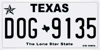TX license plate DOG9135