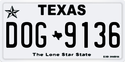 TX license plate DOG9136