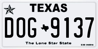 TX license plate DOG9137