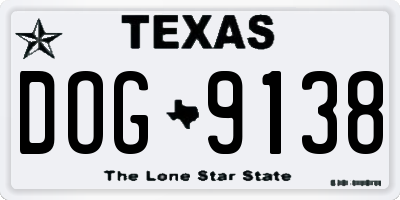 TX license plate DOG9138