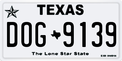 TX license plate DOG9139