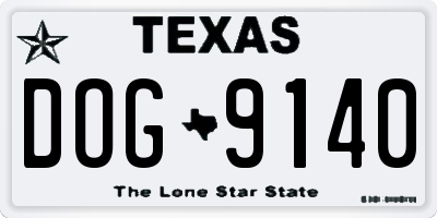 TX license plate DOG9140