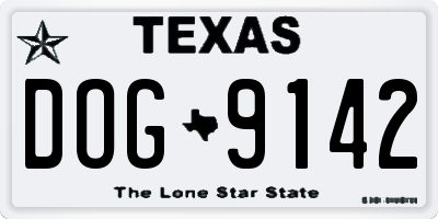 TX license plate DOG9142