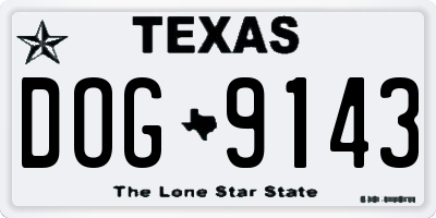 TX license plate DOG9143