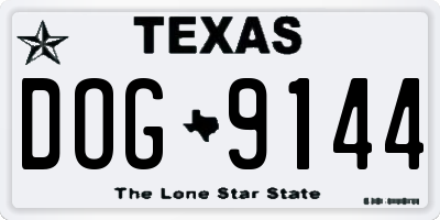 TX license plate DOG9144
