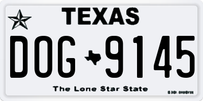 TX license plate DOG9145