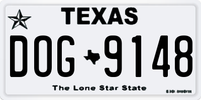 TX license plate DOG9148