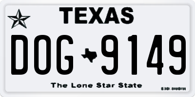 TX license plate DOG9149