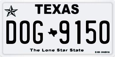TX license plate DOG9150
