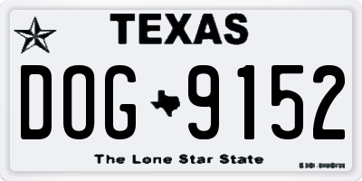 TX license plate DOG9152