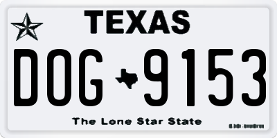 TX license plate DOG9153