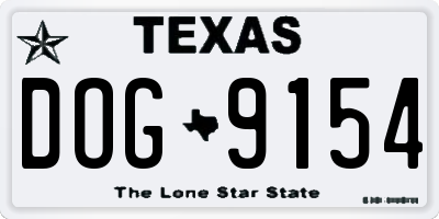 TX license plate DOG9154