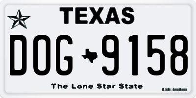 TX license plate DOG9158