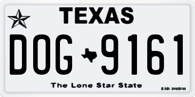 TX license plate DOG9161