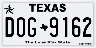 TX license plate DOG9162