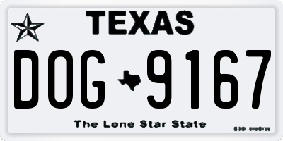 TX license plate DOG9167