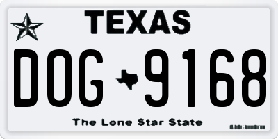 TX license plate DOG9168