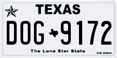 TX license plate DOG9172