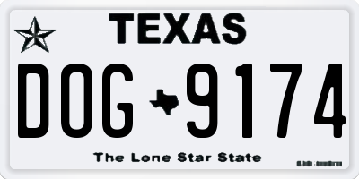 TX license plate DOG9174