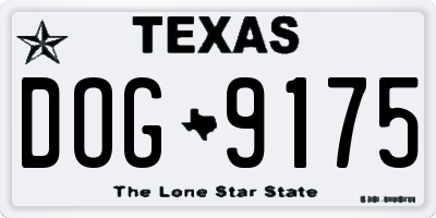 TX license plate DOG9175