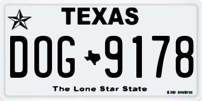 TX license plate DOG9178