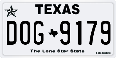 TX license plate DOG9179