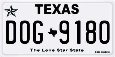 TX license plate DOG9180