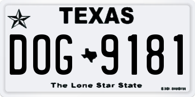 TX license plate DOG9181