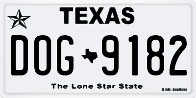 TX license plate DOG9182