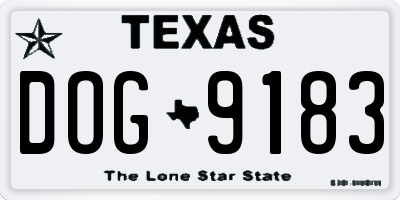 TX license plate DOG9183