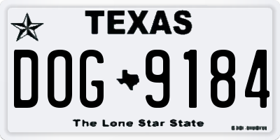 TX license plate DOG9184