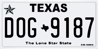 TX license plate DOG9187