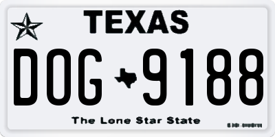 TX license plate DOG9188