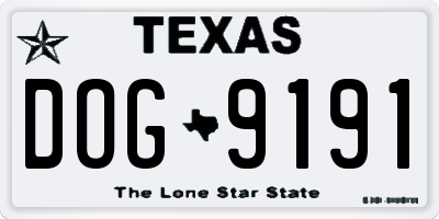 TX license plate DOG9191